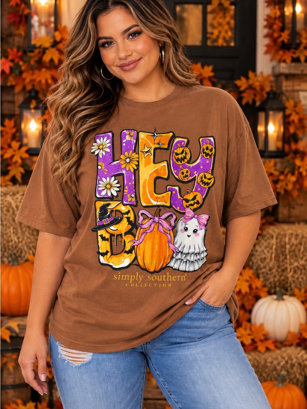 Simply Southern Brown 'Hey Boo' Halloween Small Pets Tee